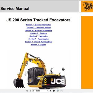JCB Excavator JS200 Series Tracked Excavators China Sevice Manual 1