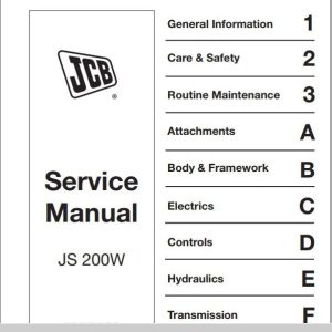 JCB Excavator JS200W XO AMS Machines Use Supplement Sevice Manual 1