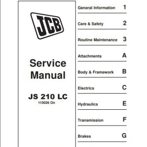 JCB Excavator JS210 INDIA Sevice Manual 1