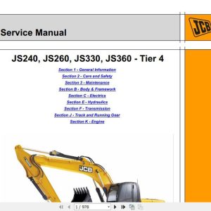 JCB Excavator JS240260330360 Isuzu Engine Tier 4 Sevice Manual 1