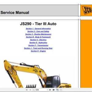 JCB Excavator JS290 Tier 3 lsuzu Sevice Manual 1