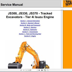 JCB Excavator JS300 330 370 Tier 4i Isuzu Engine Sevice Manual 1