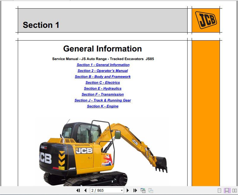 JCB Excavator JS85 Engine JCB Tier 2 Tier 3 Sevice Manual 1