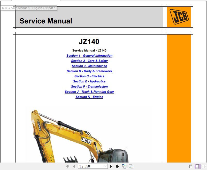 JCB Excavator JZ140 Tier 3 Isuzu Sevice Manual 2
