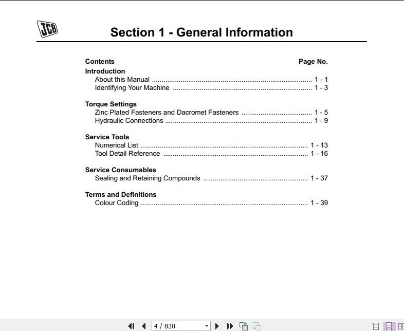 JCB Excavator JZ235 255 lsuzu Tier 3 Sevice Manual 2