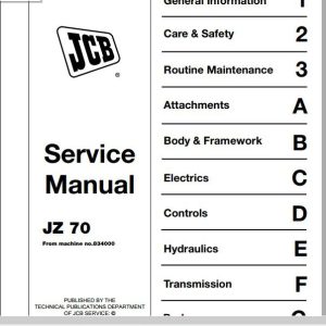 JCB Excavator JZ70 XO AMS Machines use Supplement Sevice Manual 1