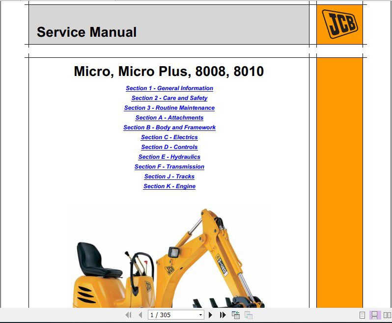 JCB Excavator Micro Micro Plus Sevice Manual 1