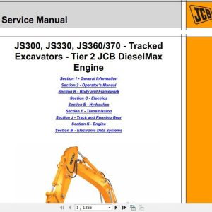 JCB Excavator S300 JS330 JS360370 Tracked Tier 2 JCB DieselMax Engine Sevice Manual 1
