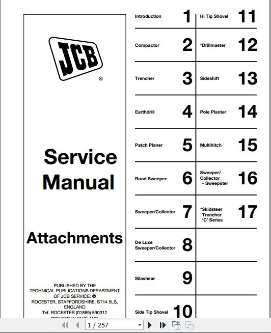 JCB General Attachments Service Manual 1