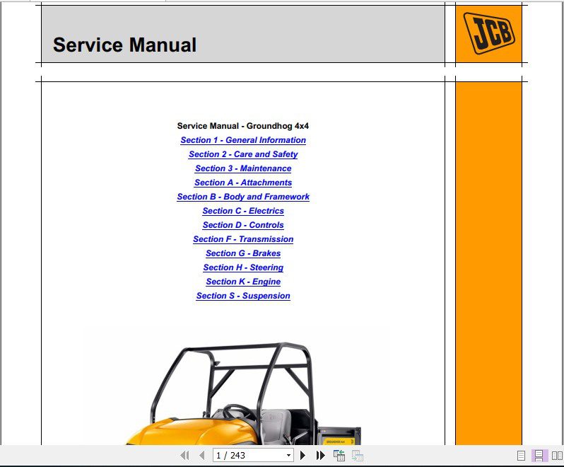 JCB Groundcare Hog 4x4 Workmax 1000D Service Manual 1