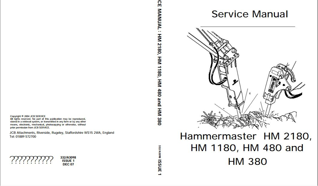 JCB Hammermaster HM 2180 HM 1180 HM 480 and HM 380 Attachments Service Manual 1