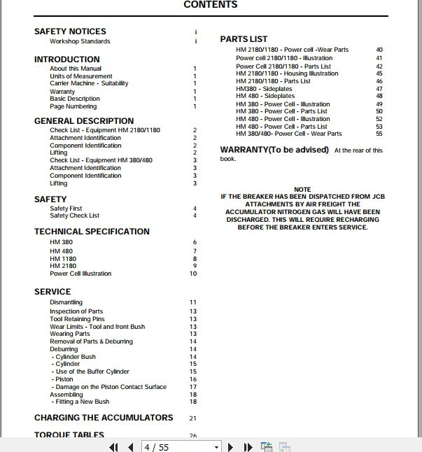 JCB Hammermaster HM 2180 HM 1180 HM 480 and HM 380 Attachments Service Manual 2