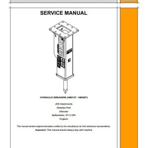 JCB Large Hydraulic Breakers Contractor Range Attachments Service Manual 1 Copy