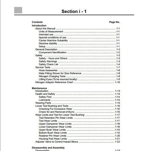 JCB Large Hydraulic Breakers Contractor Range Attachments Service Manual 2 Copy