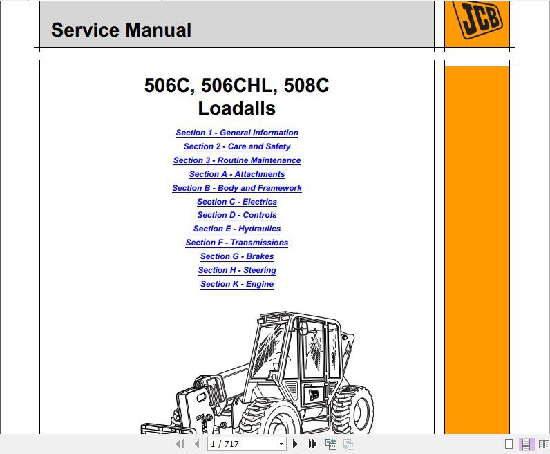 JCB Liftall 506C506CHL508C Service Manual 1