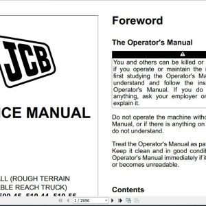 JCB Liftall 508 66 509 45 510 44 510 55 T4F Service Manual 1