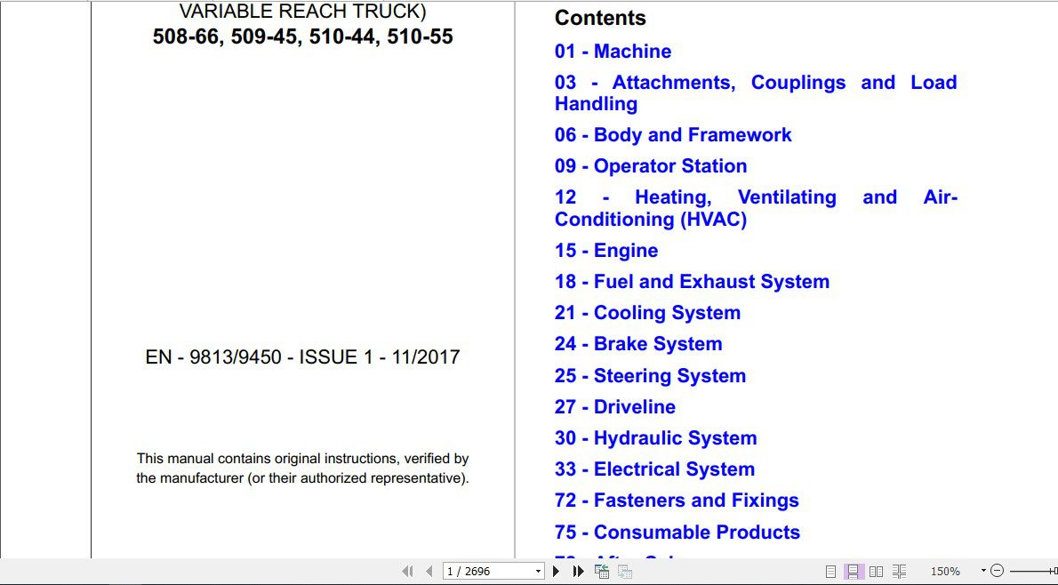 JCB Liftall 508 66 509 45 510 44 510 55 T4F Service Manual 2