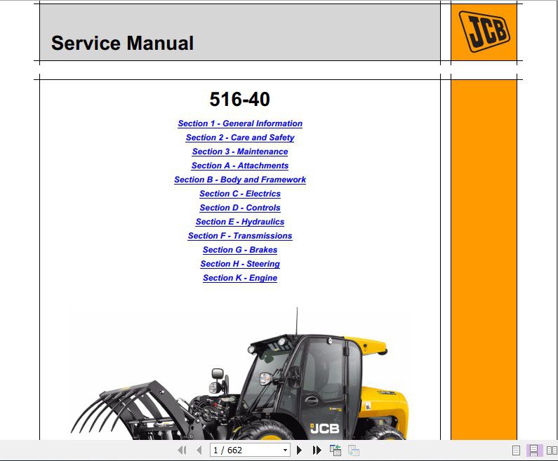 JCB Liftall Loadall 516 40 Service Manual 1