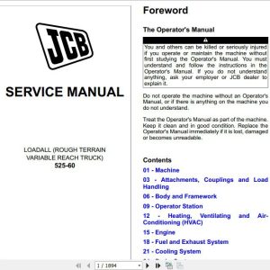 JCB Liftall Loadall 525 60 Service Manual 1 1