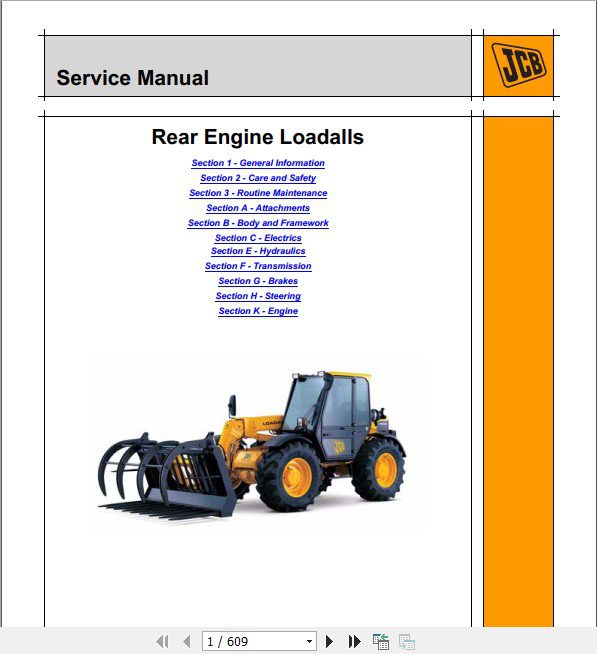 JCB Liftall Loadall 526 526S 528 70 528S Service Manual 1