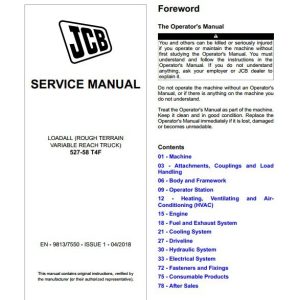 JCB Liftall Loadall 527 58 Tier 4 Final Service Manual 1