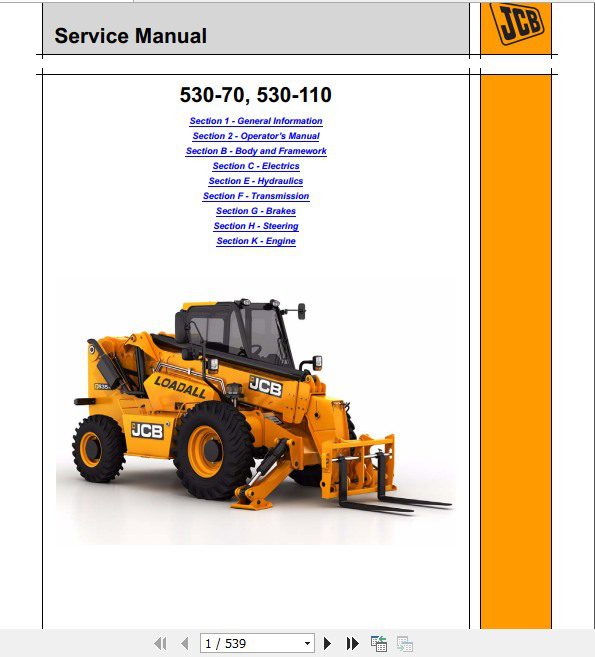 JCB Liftall Loadall 530 70 530 110 Service Manual 1
