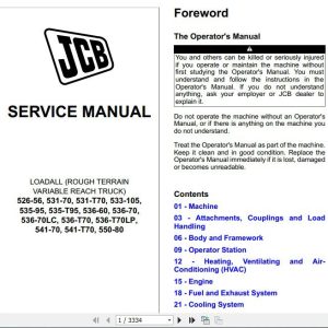 JCB Liftall Loadall 531 70 560 80 Engine JCB Tier 4F DJ SJ Service Manual 1