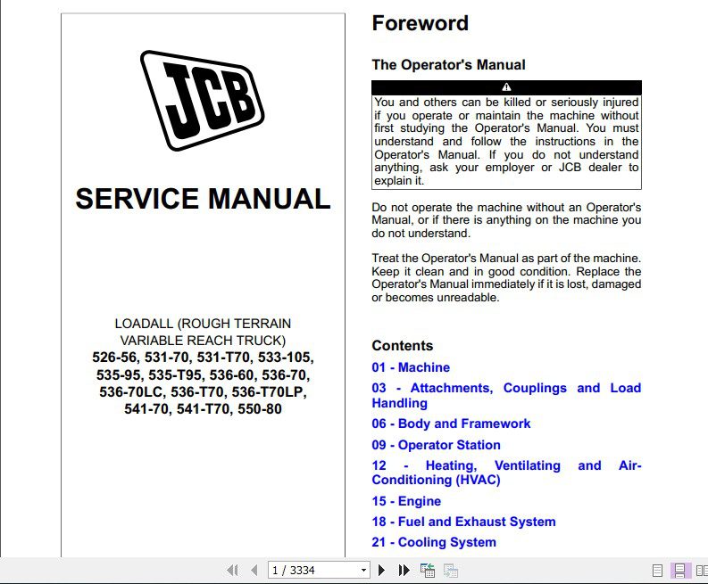 JCB Liftall Loadall 531 70 560 80 Engine JCB Tier 4F DJ SJ Service Manual 1
