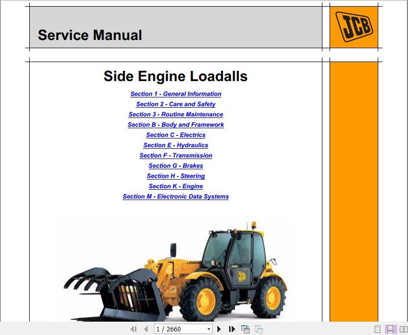JCB Liftall Loadall 535 125 HiViz 550 170 Engine JCB Tier 3 SDSESF Service Manual 1 1