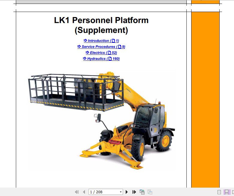 JCB Liftall Loadall LK1 Petsonnel Platform Service Manual 1