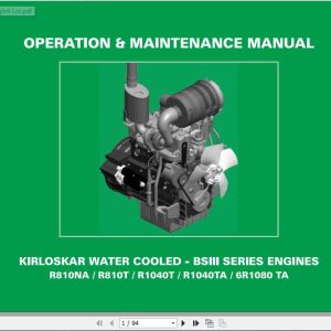JCB Mobile Platform Kirloskar Water Cooled BSIII Series Engines Operator Maintenance Manual 1