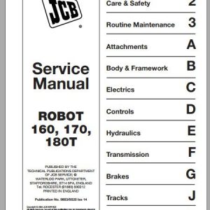 JCB Mobile Platform SkidSteer 160 170 180T 180T HF Tracked Sevice Manual 1