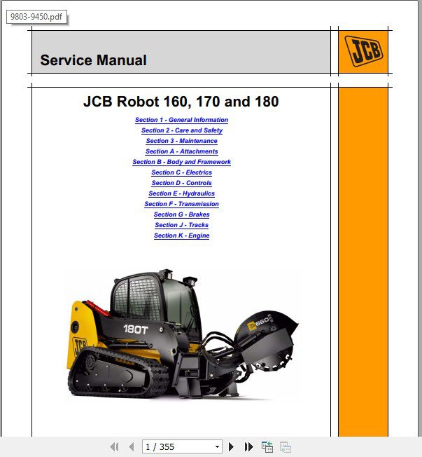 JCB Mobile Platform SkidSteer Robot 160 170 180 Sevice Manual 1