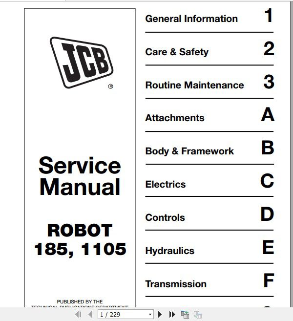JCB Mobile Platform SkidSteer Robot 185 1105 Sevice Manual 1