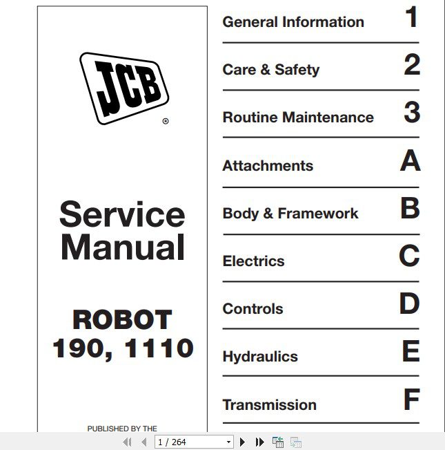 JCB Mobile Platform SkidSteer Robot 190 1110 Sevice Manual 1 1