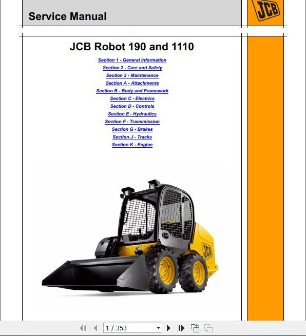 JCB Mobile Platform SkidSteer Robot 190 1110 Sevice Manual 1