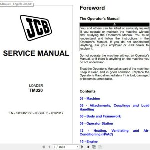 JCB Tele Truck TM320 Tier 4i Sevice Manual 1