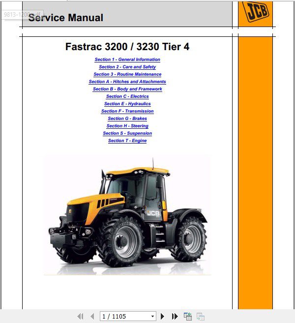 JCB Tractor 3200 3200 Tier 4 Sevice Manual 1