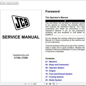 JCB Vibromax Roller CT160 CT260 Sevice Manual 1