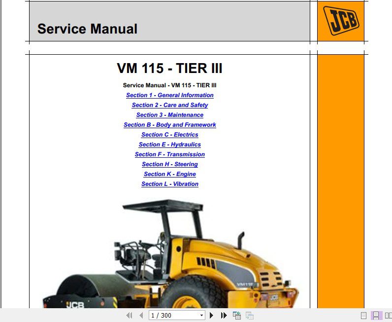 JCB Vibromax Roller VM115 Tier III India Sevice Manual 1