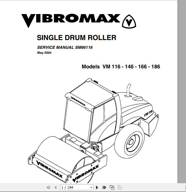 JCB Vibromax Roller VM116VM1461VM166VM186 Sevice Manual 1