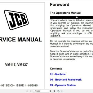 JCB Vibromax Roller VM117 VM137 Tier 4i Sevice Manual 1
