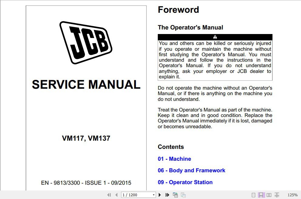 JCB Vibromax Roller VM117 VM137 Tier 4i Sevice Manual 1