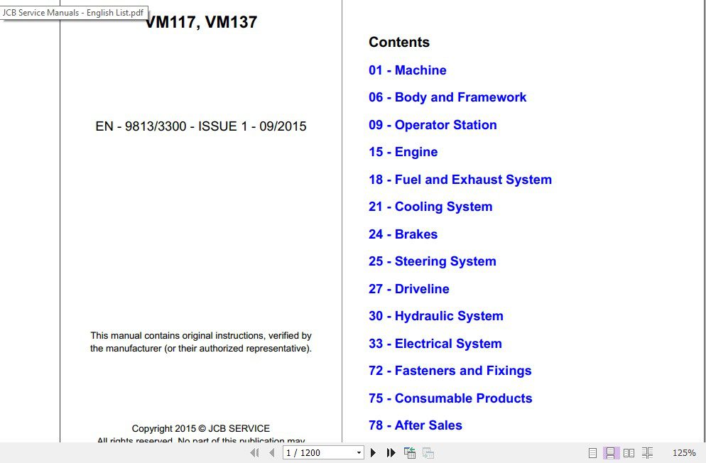 JCB Vibromax Roller VM117 VM137 Tier 4i Sevice Manual 2