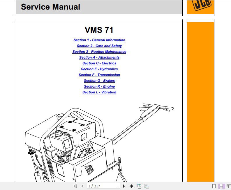 JCB Vibromax Roller VM571 Sevice Manual 1