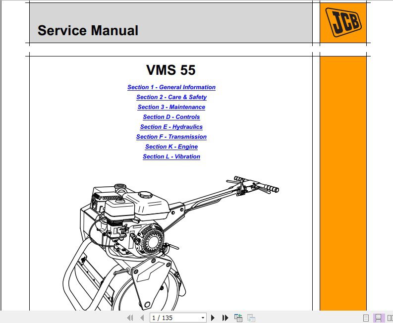 JCB Vibromax Roller VMS 55 Sevice Manual 1