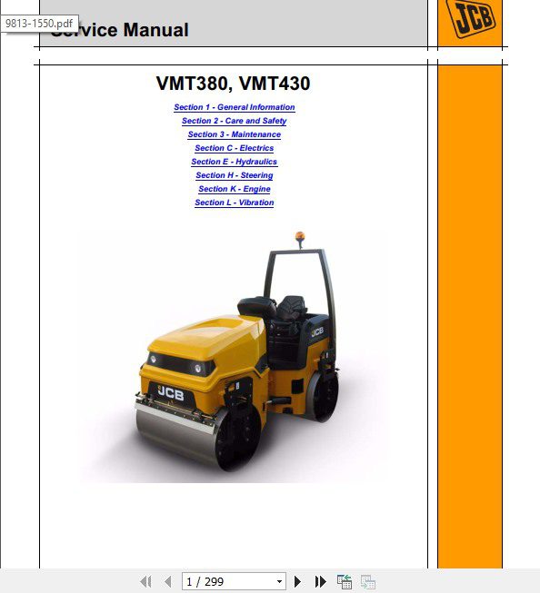 JCB Vibromax Roller VMT 380 430 Sevice Manual 1