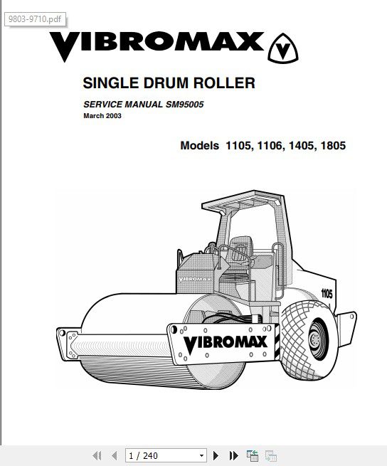 JCB Vibromax Roller W1105W1106W1405W1805 Sevice Manual 1