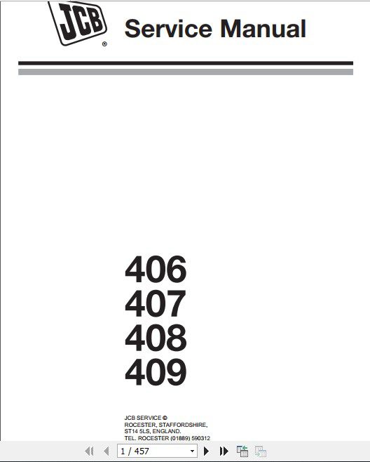JCB Wheeled Loader 406 407 408 409 Sevice Manual 1