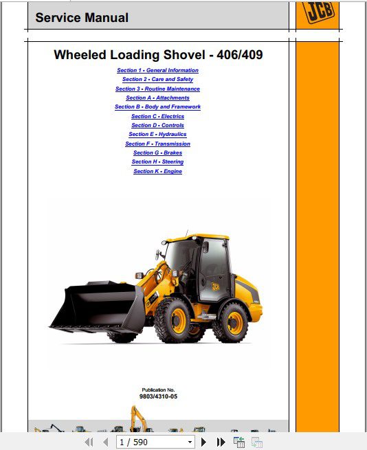 JCB Wheeled Loader 406 409 WLS Tier 3 23 Deutz Sevice Manual 1